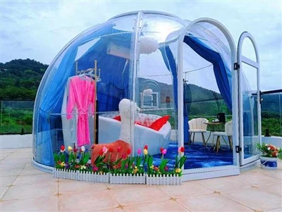 6-8 Tenda com cúpula de bolha de alumínio transparente para pessoa para hotel de festa
